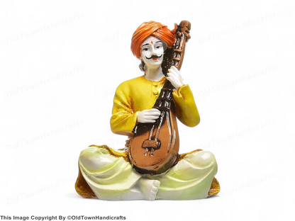 Men Playing Veena Polyresin Idol | Rajasthani Showpiece for Home Decor & Gifts