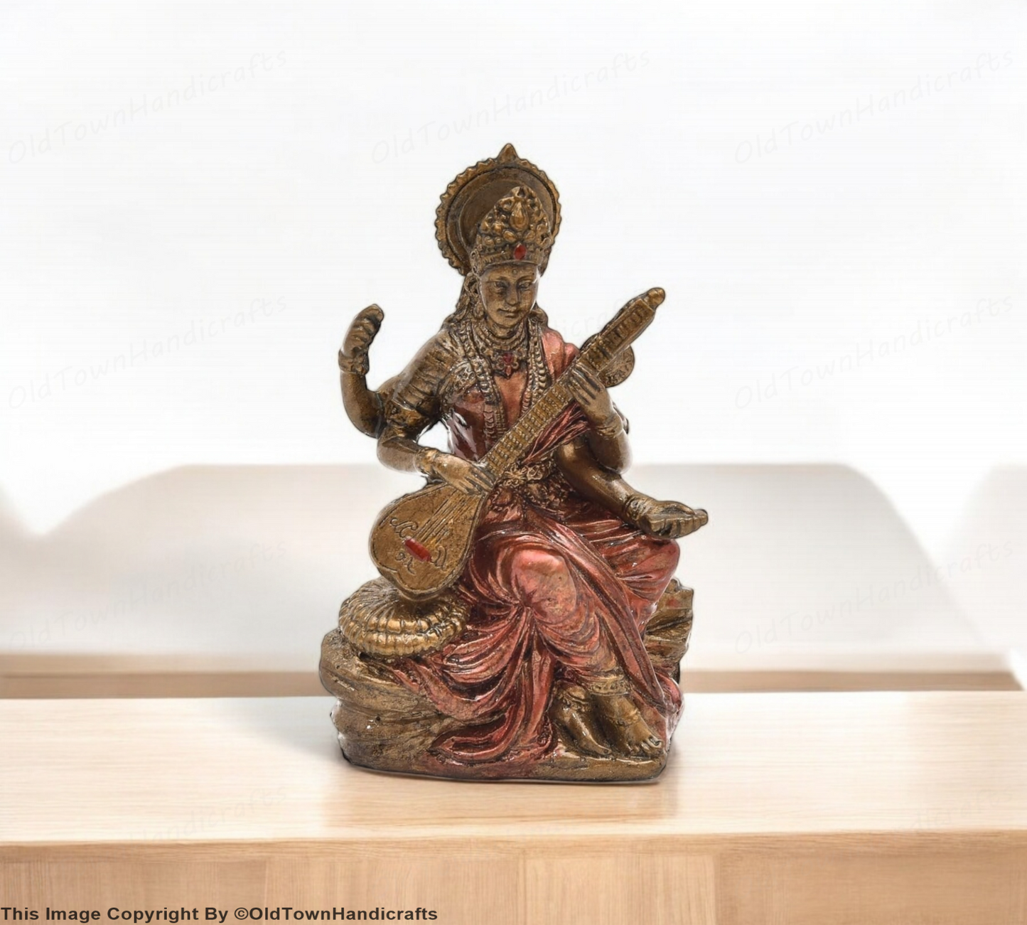 Handcrafted Saraswati Ji Idol Polyresin Saraswati Ji Sculpture for Pooja Room
