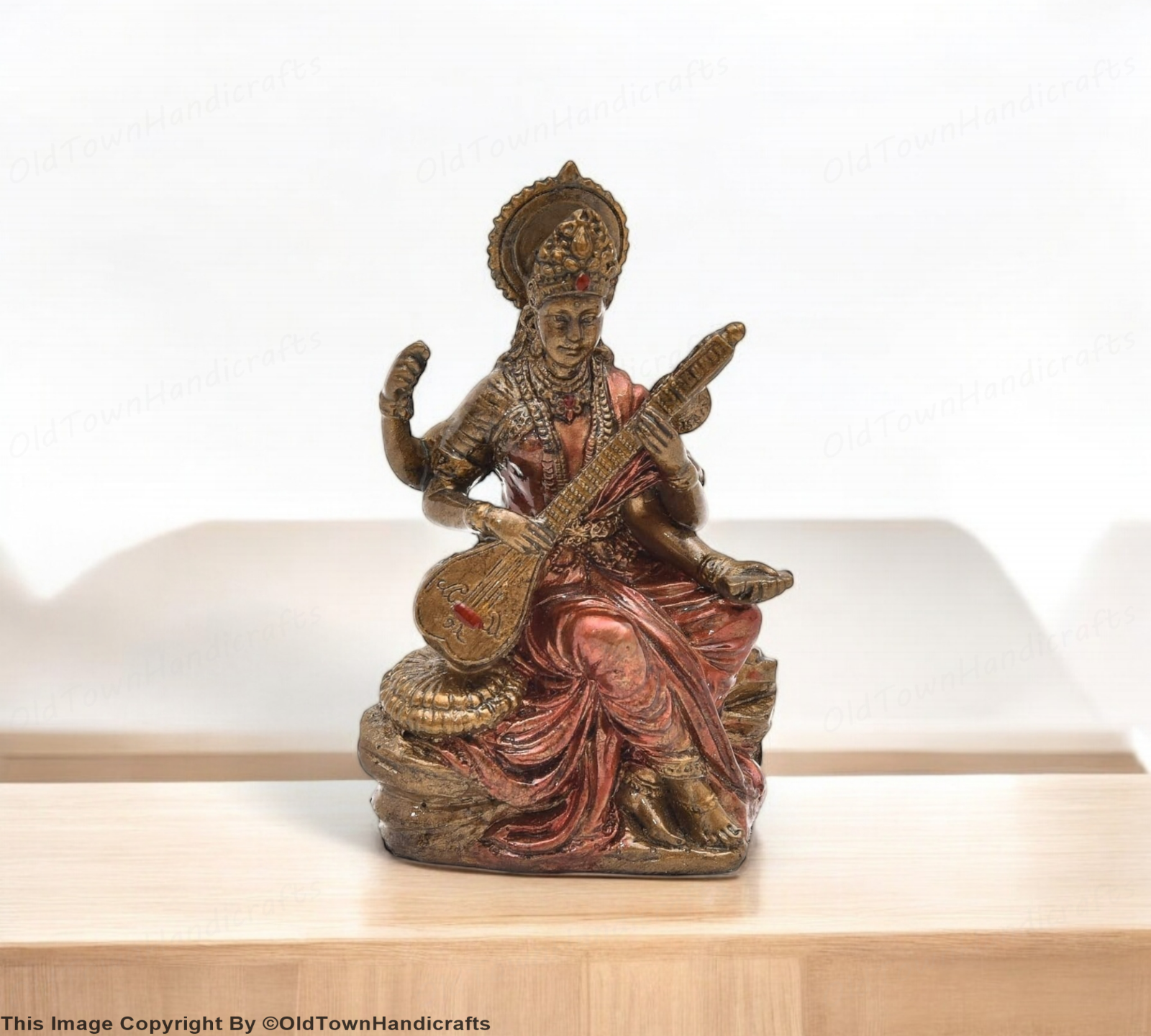 Handcrafted Saraswati Ji Idol Polyresin Saraswati Ji Sculpture for Pooja Room