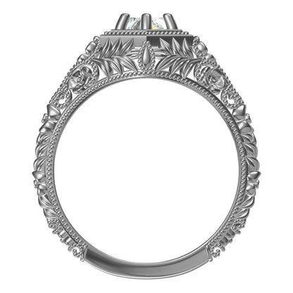 Art Deco Round Lab Created Solitaire Engagement Ring 925 Silver US5-15 Gift Ring
