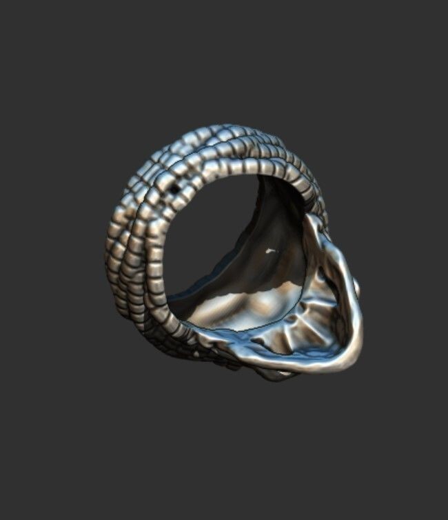 Skull Rope Ring Silver Gothic Biker Punk Handmade Skull Ring Men Women US5~15