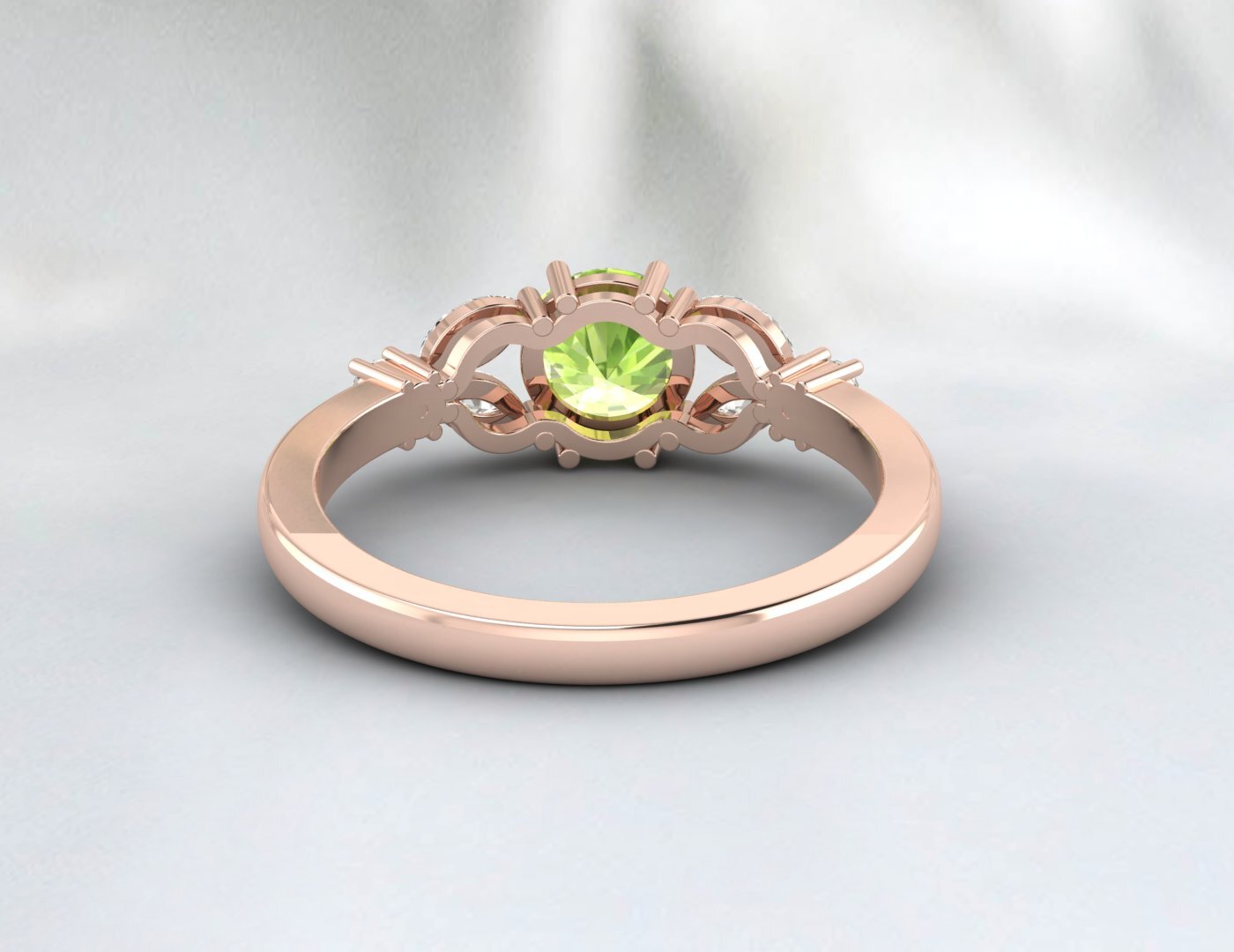 Natural Green Peridot Ring 925 Sterling Silver Leaf Ring Women Wedding Gift 