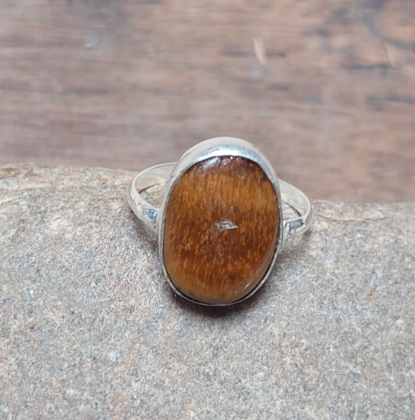Tiger's Eye Silver Ring,925 Sterling Silver Natural Tiger's Eye Ring,Boho Ring
