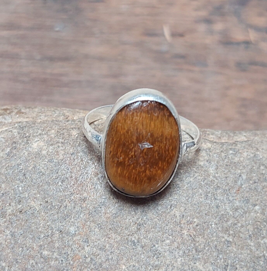 Tiger's Eye Silver Ring,925 Sterling Silver Natural Tiger's Eye Ring,Boho Ring