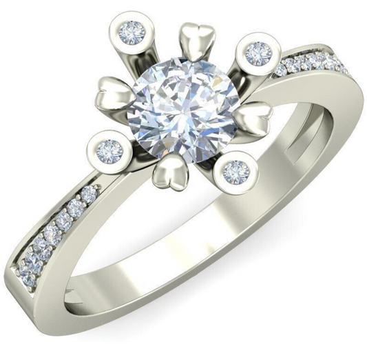 Silver Cubic Zirconia Sunflower Statement Women Engagement Ring CZ Ring Us5~ 15