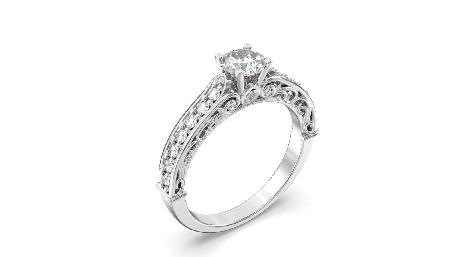Snowflake Moissanite Halo Engagement Ring Vintage Dainty Engagement Band US5~15