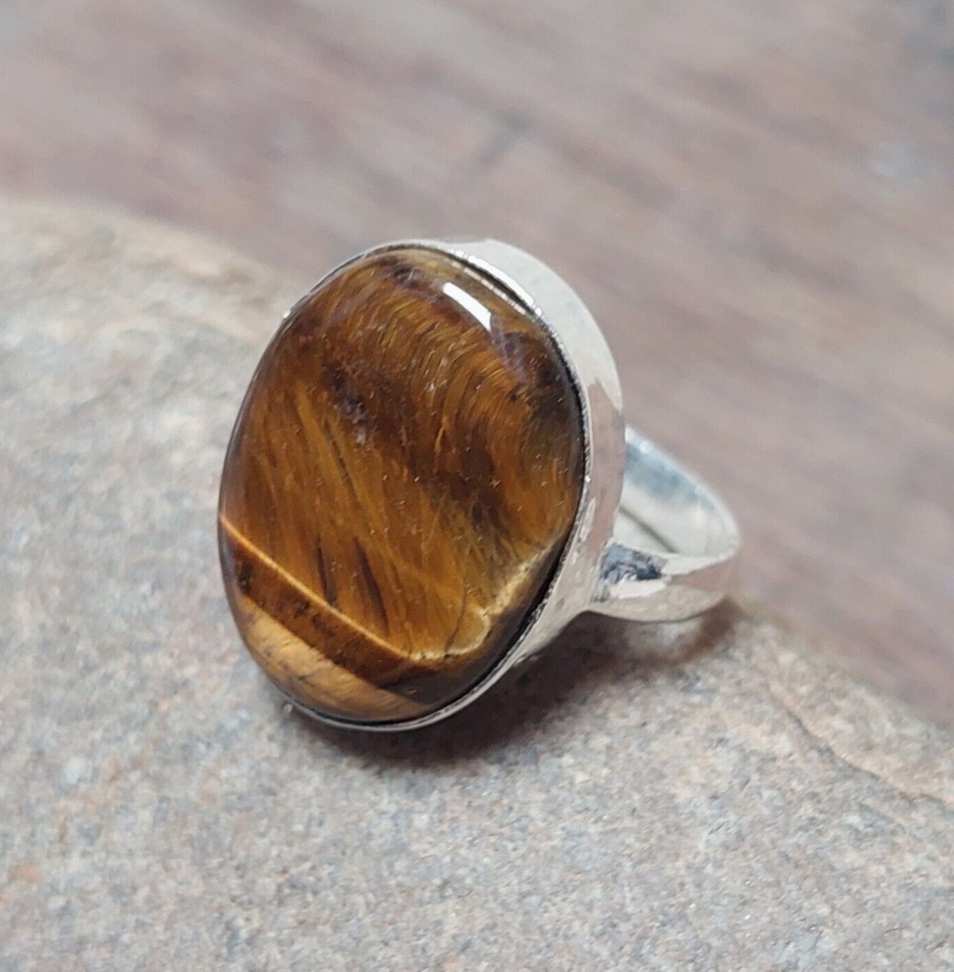 925 Sterling Silver Oval Tigers Eye Handmade Statement Women Ring Gift for her