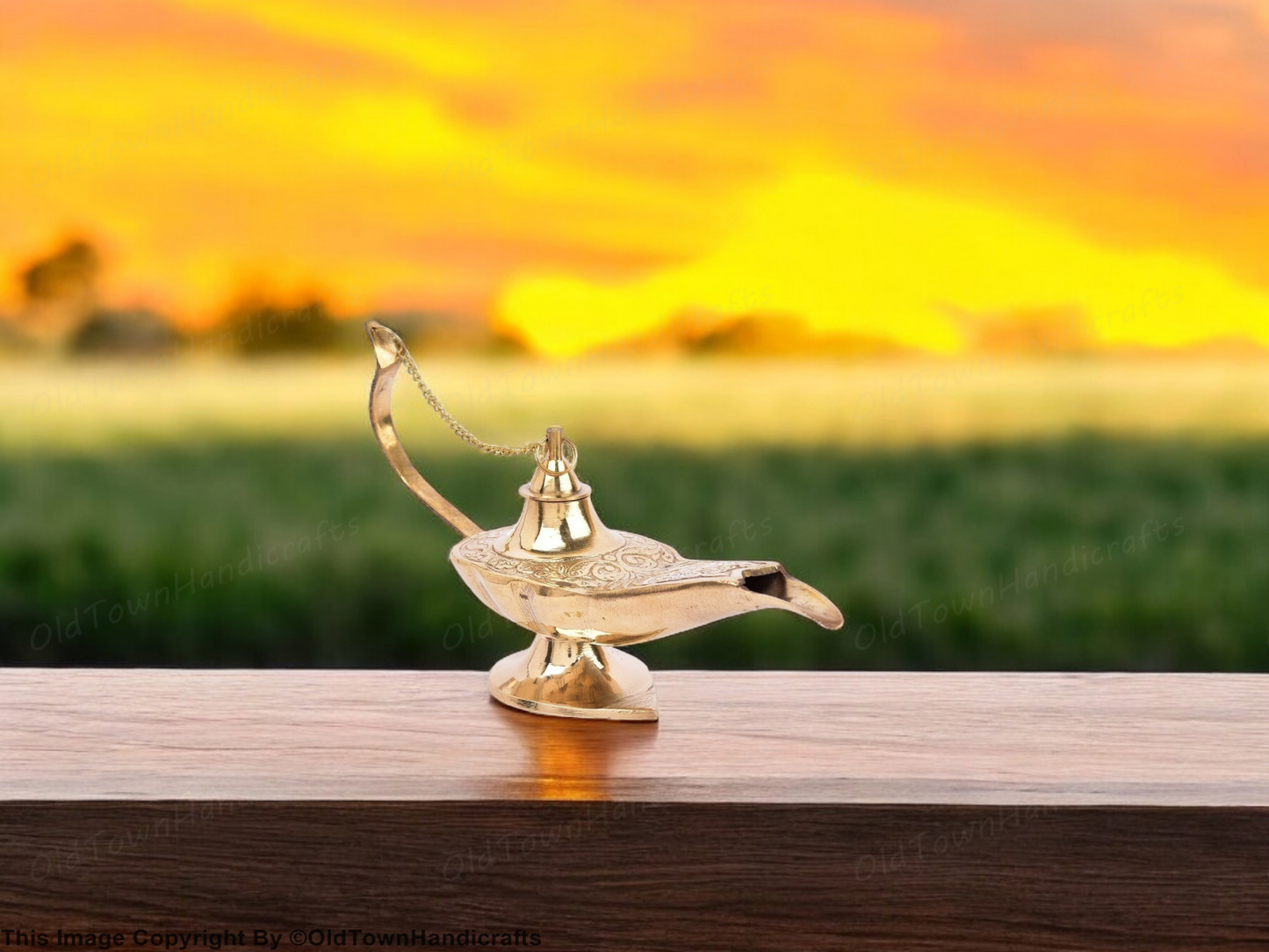 Aladdin Premium Antique Brass Chirag Showpiece Decorative Aladdin Lamp