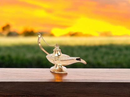Aladdin Premium Antique Brass Chirag Showpiece Decorative Aladdin Lamp