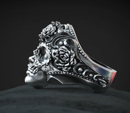 Silver Masquerade Skull Ring Handmade Unique Large Design Gothic Ring Us5~ 15