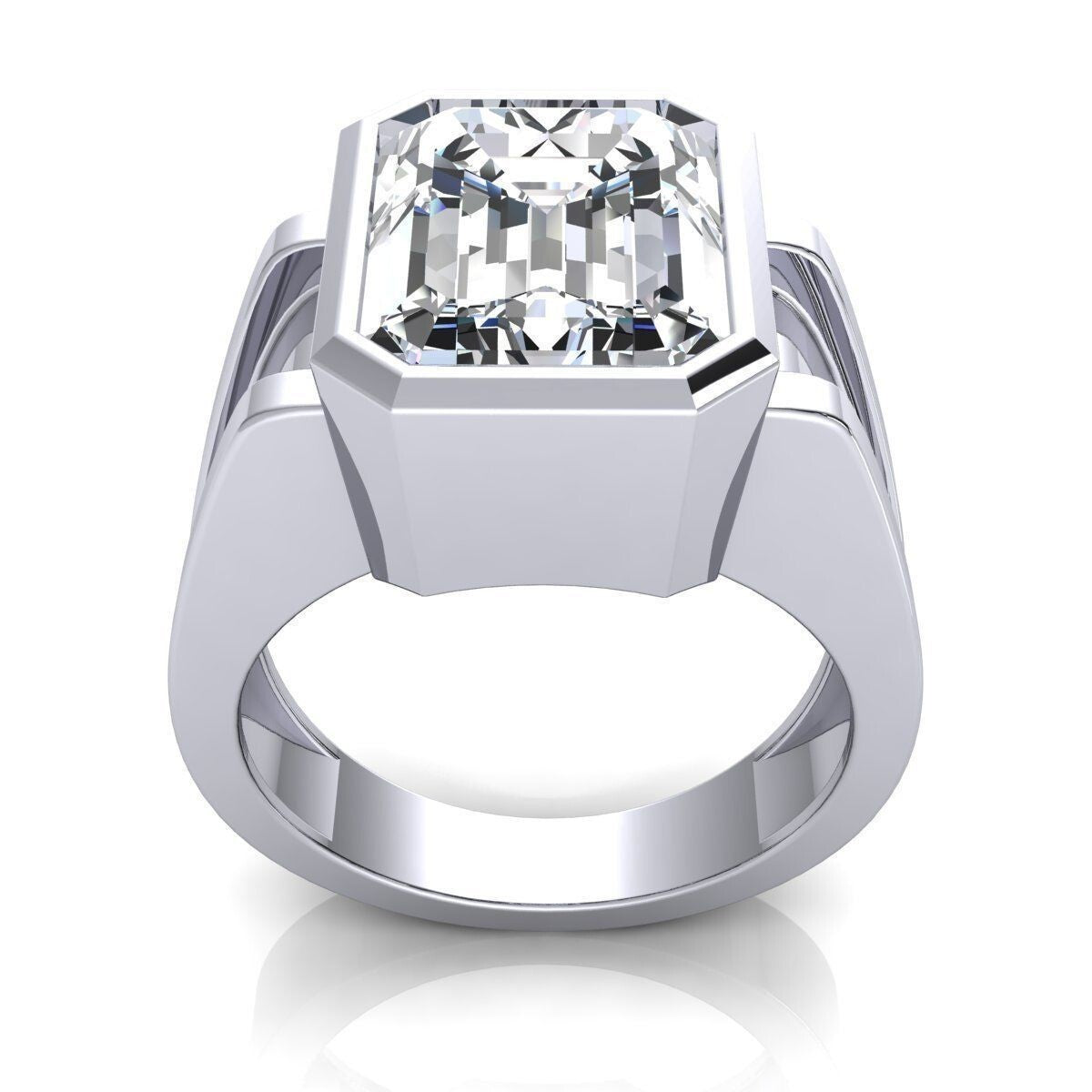Emerald Cut Brilliant Sparkle CZ Moissanite Silver Ring Occasions Sizes US5~15