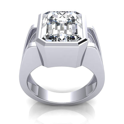 Emerald Cut Brilliant Sparkle CZ Moissanite Silver Ring Occasions Sizes US5~15