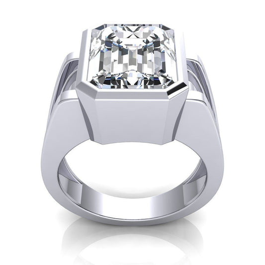 Emerald Cut Brilliant Sparkle CZ Moissanite Silver Ring Occasions Sizes US5~15