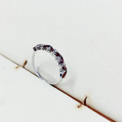 Marquise Cut Red Garnet Half Band Engagement Ring 925 Silver Women Ring Us5~15