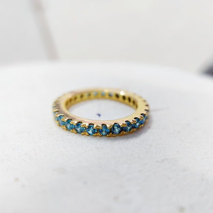 Natural Blue Topaz Ring Gemstone Wedding Eternity Band 925 Silver Jewelry Us5~15