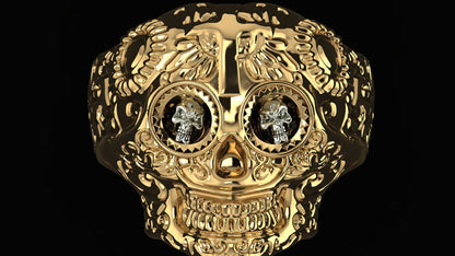 Punk Brass Day of the Dead Skull Ring Gothic Cross Biker Trend Style Ring US5~15