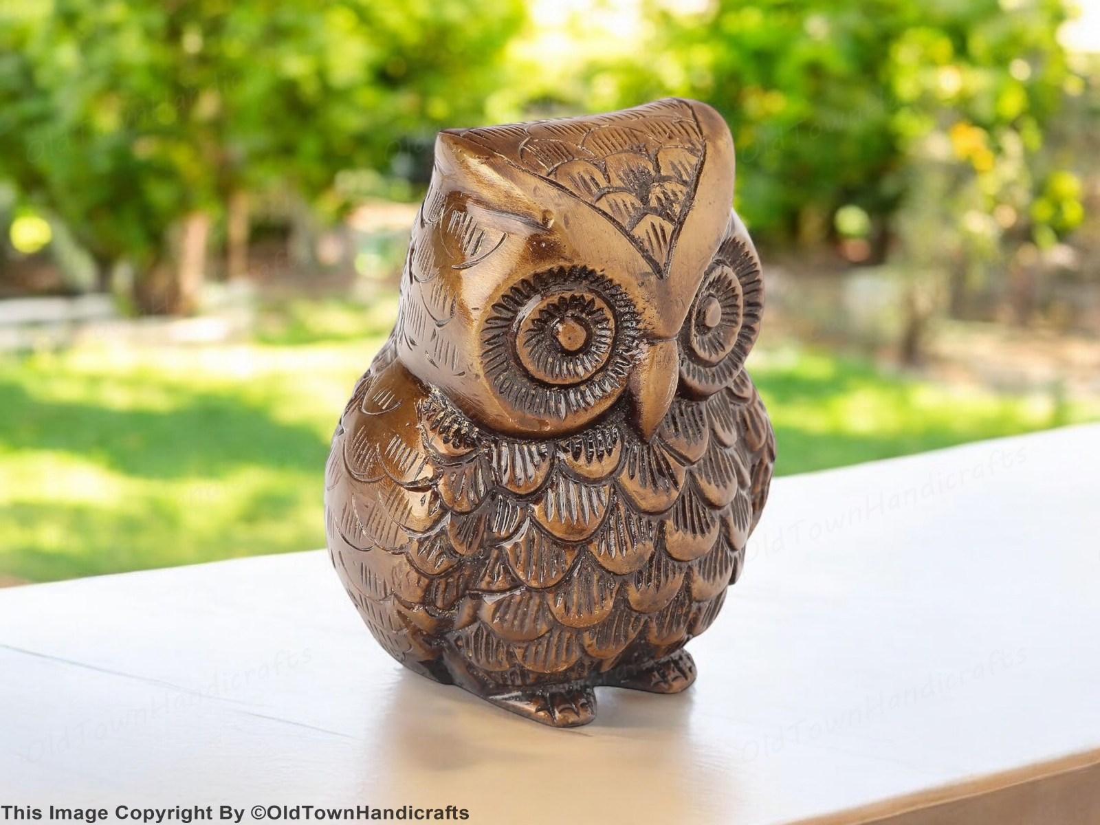 Handmade Brass Owl Statue Ethnic Design Decor for Home Office Unique Gift