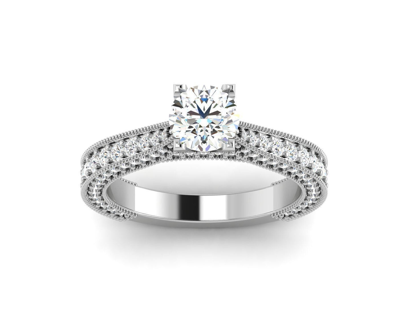 Moissanite Solitaire Engagement Ring Silver Round Cut Promise Ring Women US5~15