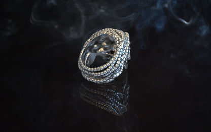 Skull Rope Ring Silver Gothic Biker Punk Handmade Skull Ring Men Women US5~15