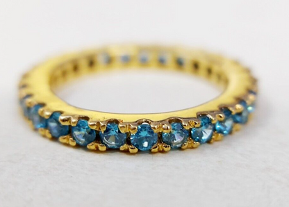 Natural Blue Topaz Ring Gemstone Wedding Eternity Band 925 Silver Jewelry Us5~15