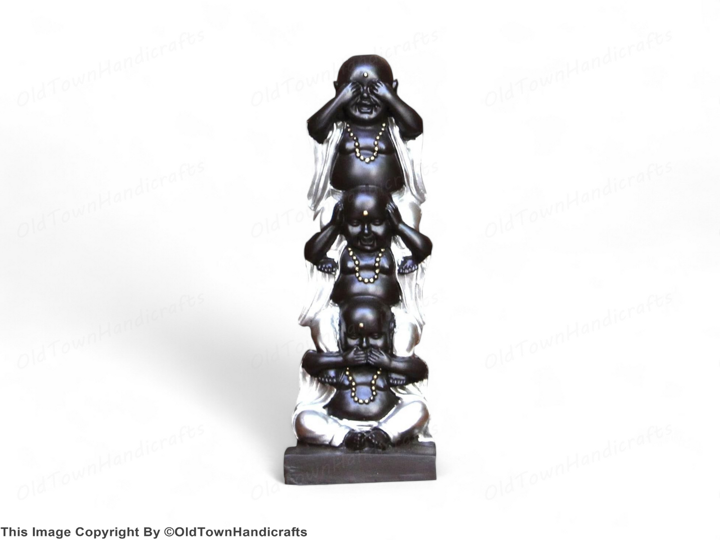 Resin Buddha Showpiece Handcrafted Silver & Black Decor | Home Office Desk Decor