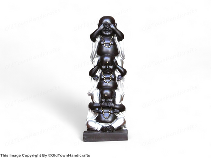Resin Buddha Showpiece Handcrafted Silver & Black Decor | Home Office Desk Decor