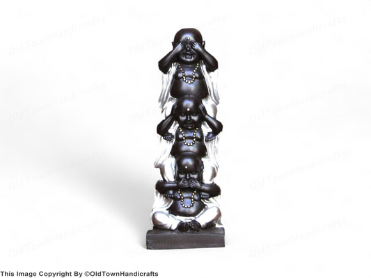 Resin Buddha Showpiece Handcrafted Silver & Black Decor | Home Office Desk Decor
