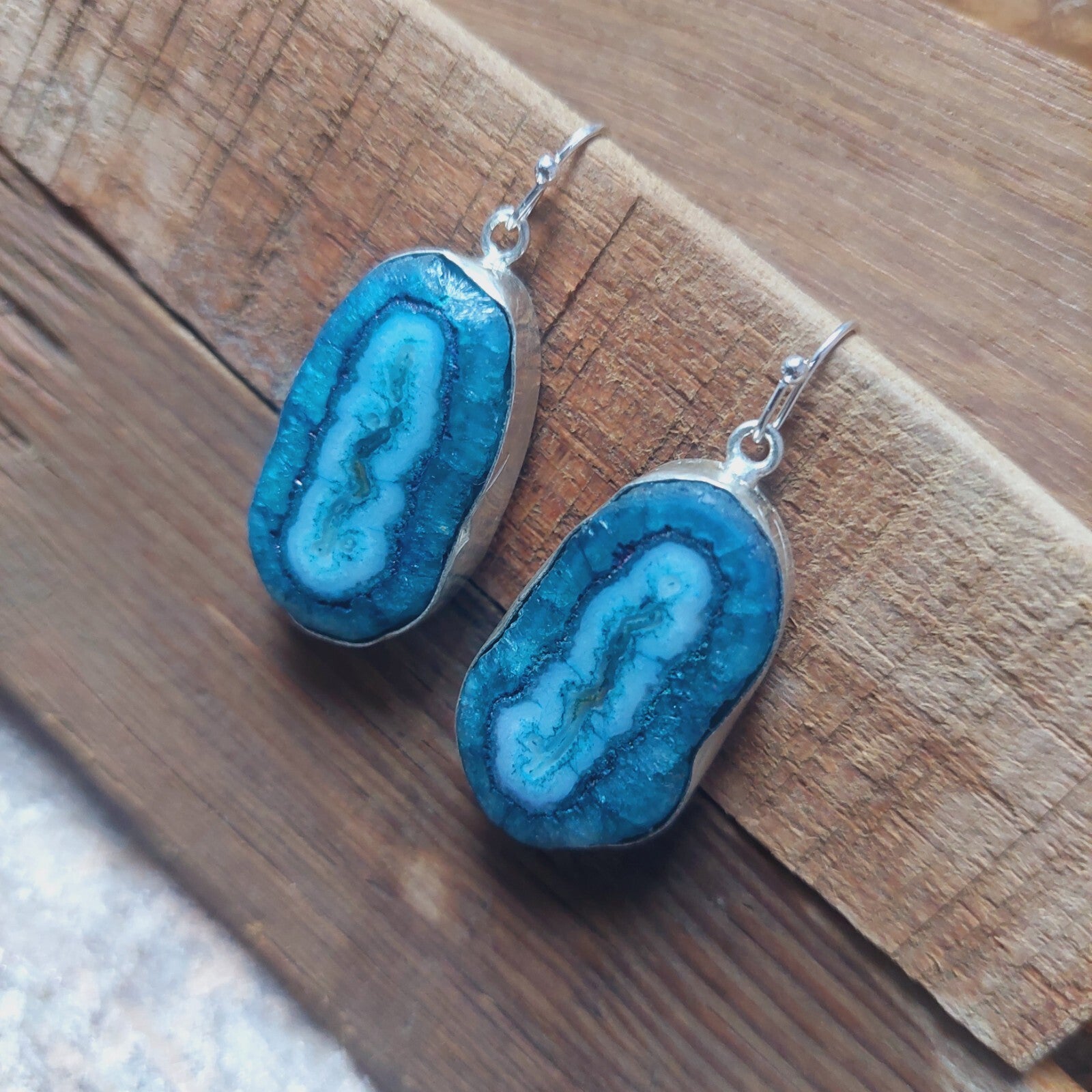 Blue Solar Quartz 925 Sterling Silver Handmade Earrings Solar Gemstone Earrings