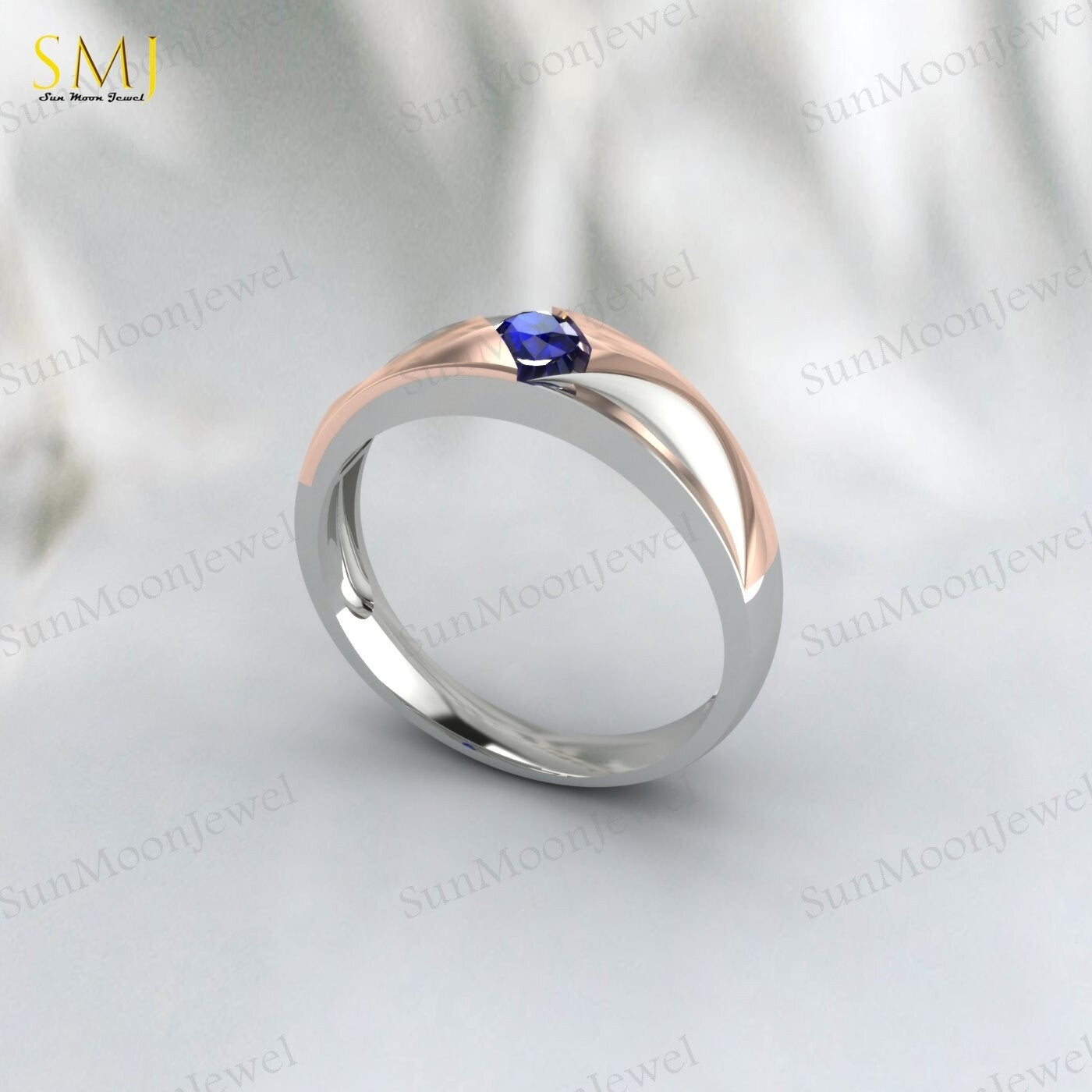 Two Tone Engagement Rings For Couples Lab Created Blue Sapphire Rings 925 Silver
