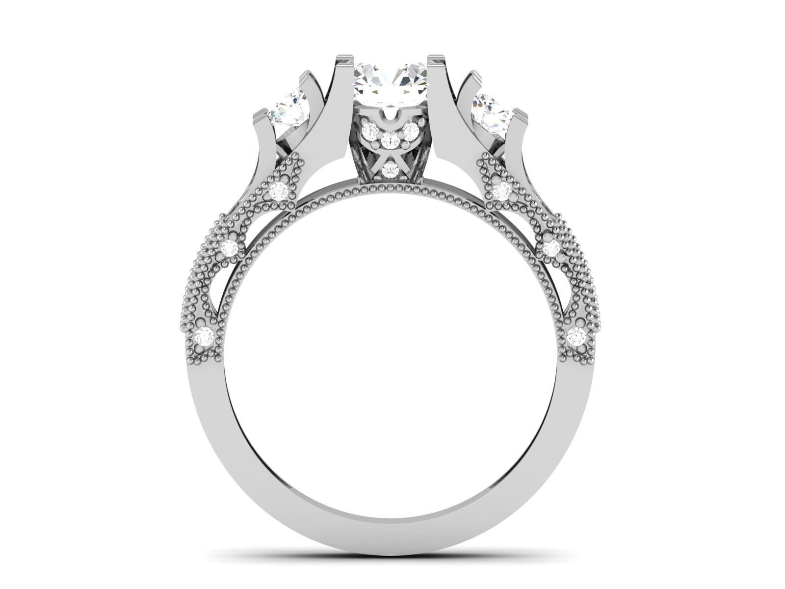 Round Moissanite Celtic Bridal Engagement Wedding Ring 925 Silver Ring US5~15