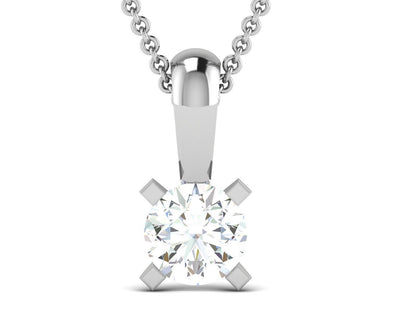 Silver Round Cut Solitaire Cubic CZ Pendant AAA CZ Round Single Necklace Women