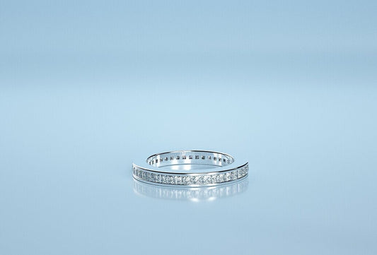 925 Silver Princess Cut Moissanite Eternity Wedding Women Band Ring Set US5-15