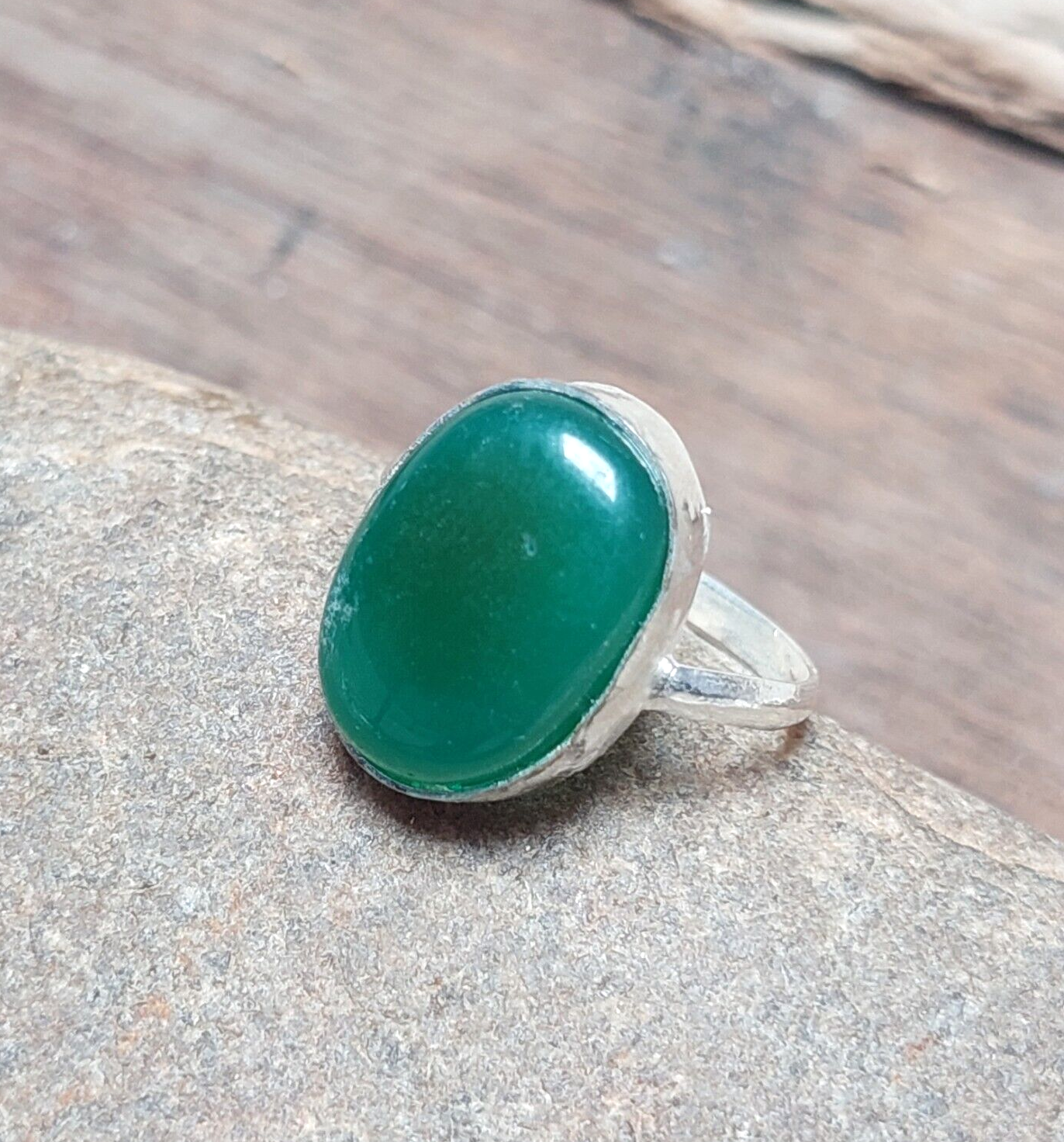Oval Shape Green Onyx925 Sterling Silver Ring, Green Onyx Handmade Ring For Her