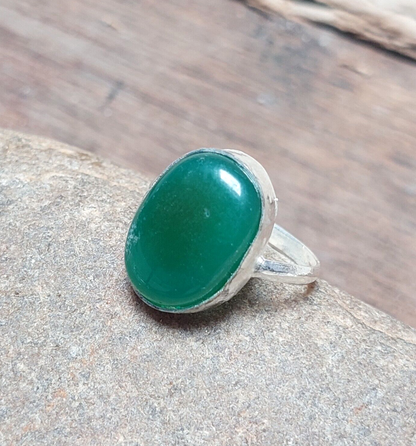 Oval Shape Green Onyx925 Sterling Silver Ring, Green Onyx Handmade Ring For Her