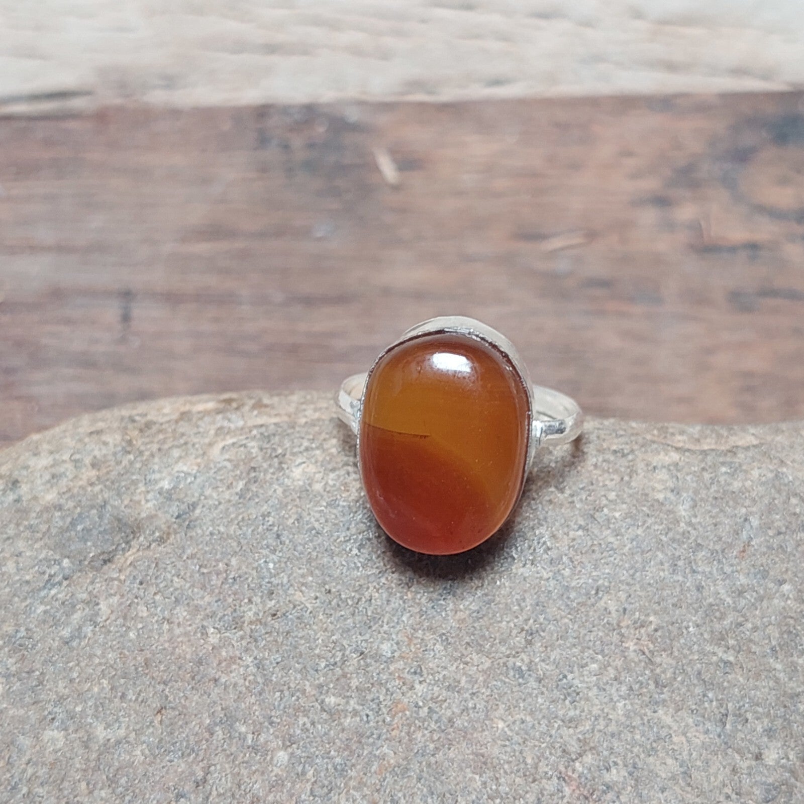 Brown Banded Agate Silver Ring, 925 Sterling Silver Ring For Women,Boho Ring