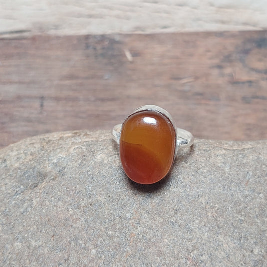 Brown Banded Agate Silver Ring, 925 Sterling Silver Ring For Women,Boho Ring