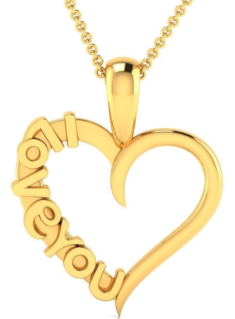 Heart Shape I Love You Brass Pendant Necklace For Women Wife Mom Christmas Gift