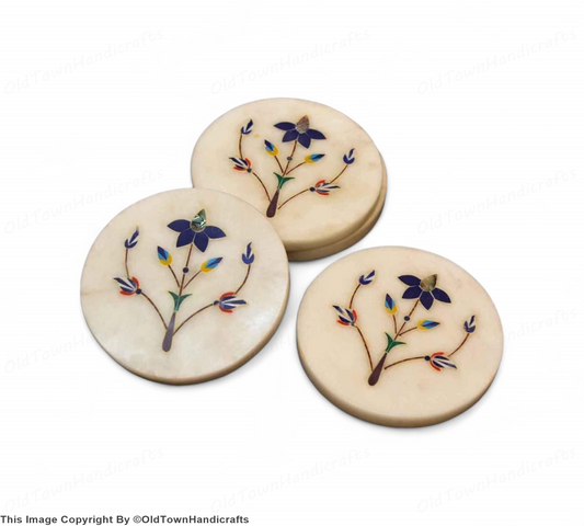 Handcrafted Marble Coasters Set of 4 Designer Tableware for Home & Office