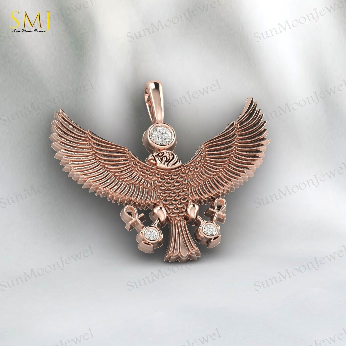 American Eagle Pendant 925 Silver CZ Eagle Necklace Men Biker Chain Gift US5~15