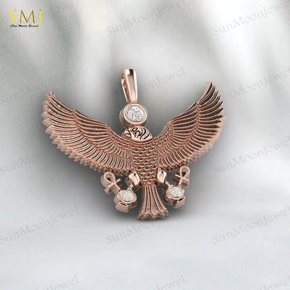 American Eagle Pendant 925 Silver CZ Eagle Necklace Men Biker Chain Gift US5~15