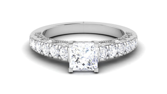 925 Sterling Silver Princess Cut Engagement Ring Lab Diamond Wedding Ring US5-15