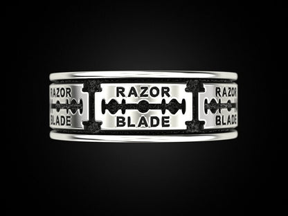 Silver Razor Blade Ring Gothic Punk Biker Style Ring US5~15 Cool Gift for Him