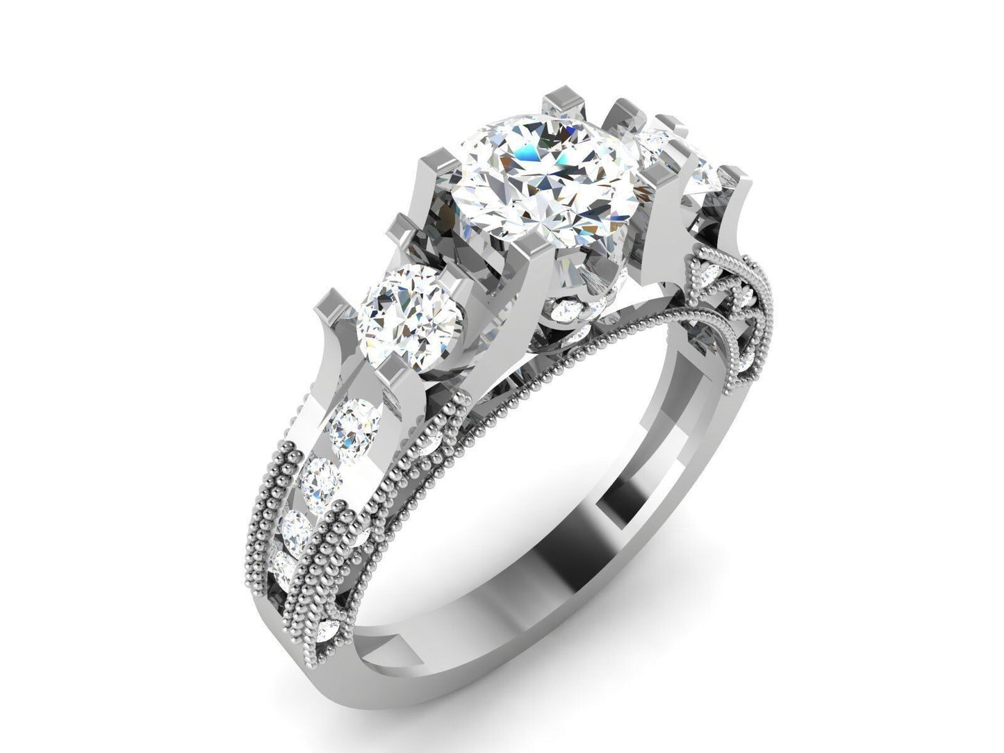 Round Moissanite Celtic Bridal Engagement Wedding Ring 925 Silver Ring US5~15