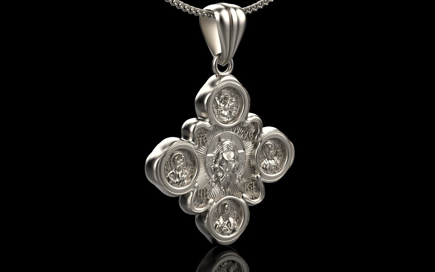 925 Sterling Silver Orthodox Jesus Cross Medal Pendant Necklace Unisex Gift