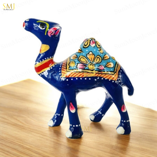 Handcrafted Camel Figurine Camel Metal Embossed Sculpture Meenakari Decor Art