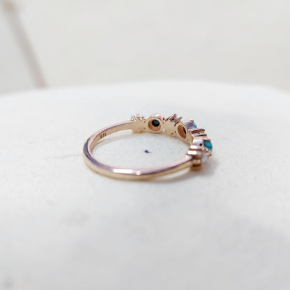 Turquoise Pearl Half Band Gemstone Wedding Engagement Ring For Women Gift Us5~15