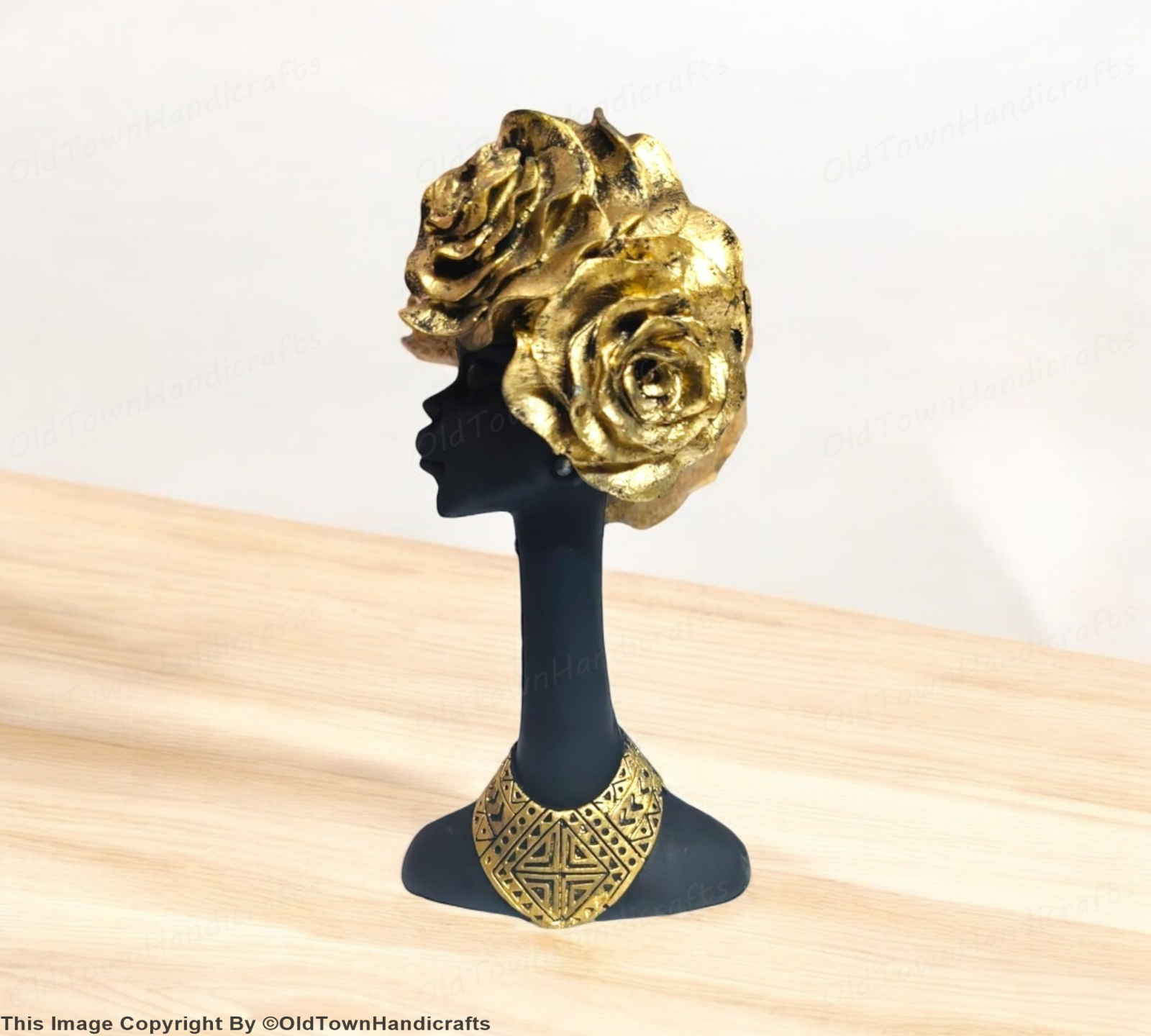 Resin African Flower Lady Showpiece Elegant Ethnic Decor Figurine Gift