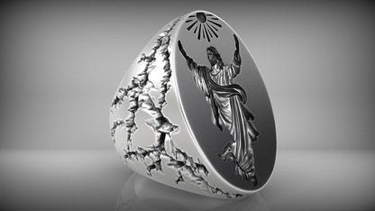 Ascension Jesus Christ Ring 925 Silver Religious Signet Ring US5~15 Faith Gift