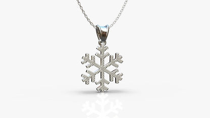 Silver Snowflake Necklace Pendant Winter Snow Weather Christmas Gift Women Men