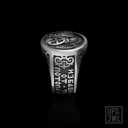 925 Silver Archangel Michael Christian Ring Saint Catholic Religious Ring Men